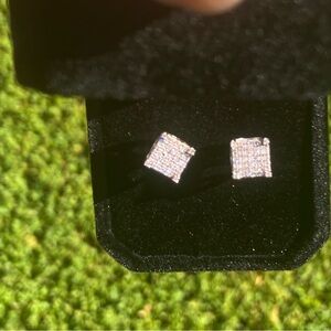 2 Carat 9MM Square cluster Earrings